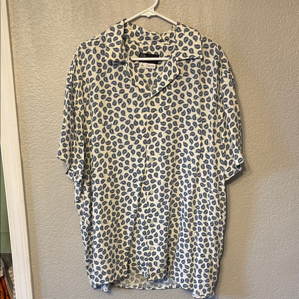 Original Use Navy and White Paisley Shirt